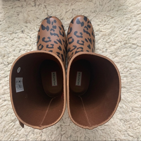 Hunter original refined short leopard hybrid print rain boots NEW - Picture 3 of 9